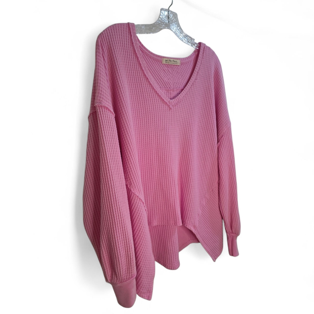 Free People‎ Coraline Thermal Top Women Small Oversize Waffle Knit Swing Blouse - Picture 3 of 7